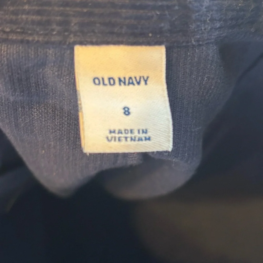 Old Navy Corduroy Button Front Mini Skirt Navy Blue Size 8 Brass Gold Buttons